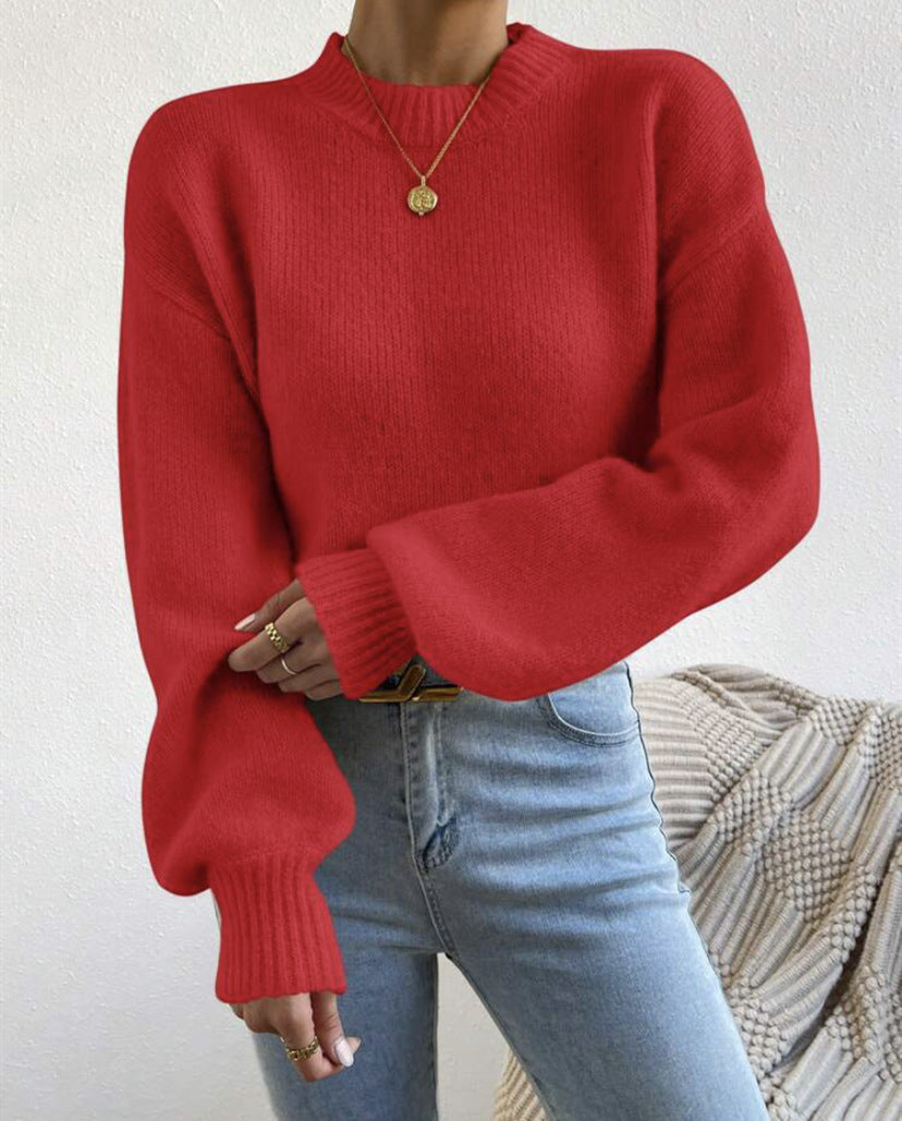 Damen Modischer Pullover mit hochgeschlossenem Ausschnitt und strukturiertem Strick ModeGeist