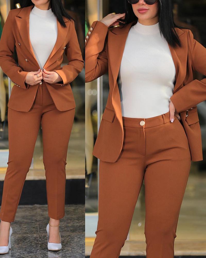 Damen Elegantes Anzug-Set mit tailliertem Blazer und schmalen Hosen ModeGeist