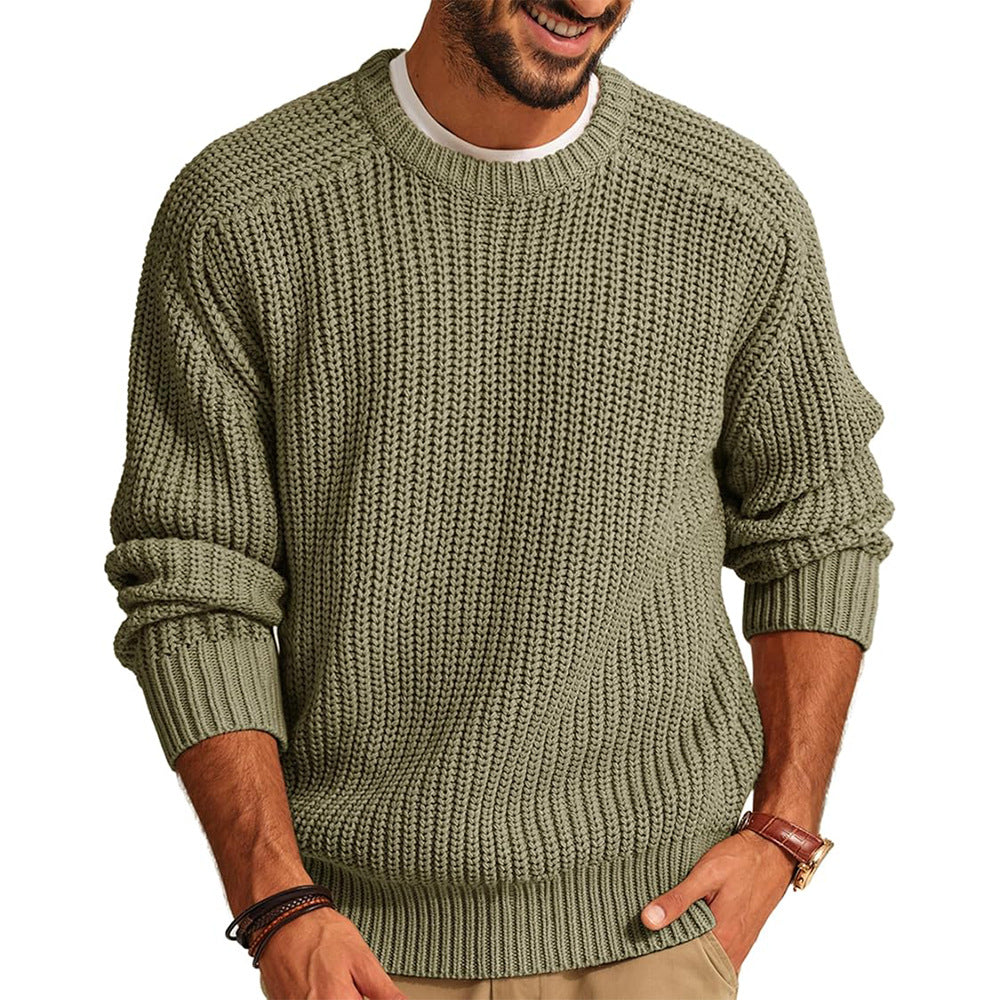 Herren Grobstrick Pullover mit Rundhalsausschnitt und lässigem Schnitt ModeGeist