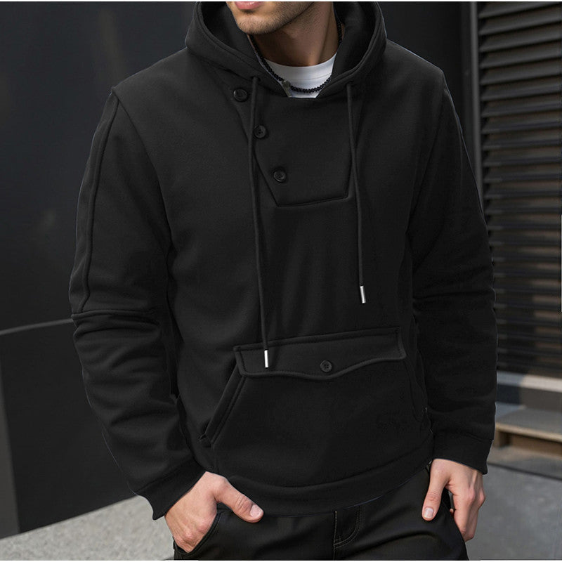 Herren Kapuzenpullover mit Knopfverschluss und praktischen Taschen ModeGeist