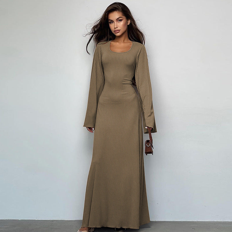 Damen Maxikleid mit innovativem Rippdesign und angeschnittenen Ärmeln ModeGeist