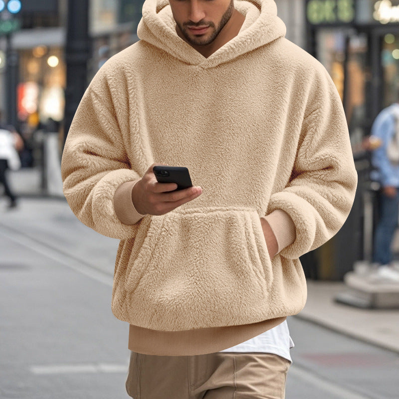 Herren übergroßer Fleece-Hoodie mit Kängurutasche und gemütlichem Schnitt ModeGeist