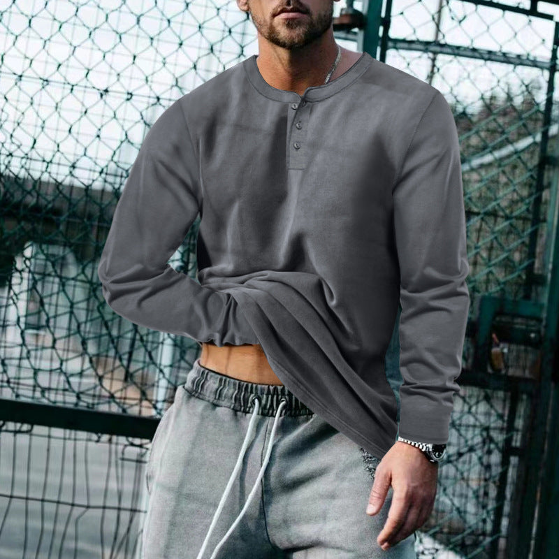 Herren Langarm-Henley-Shirt mit klassischem Knopfleisten-Design und weichem Baumwollmix ModeGeist