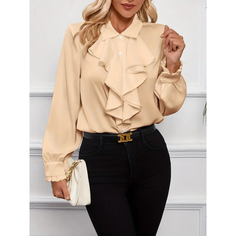 Damen Bluse mitraffinierten Rüschendetails und eleganten Ärmeln ModeGeist