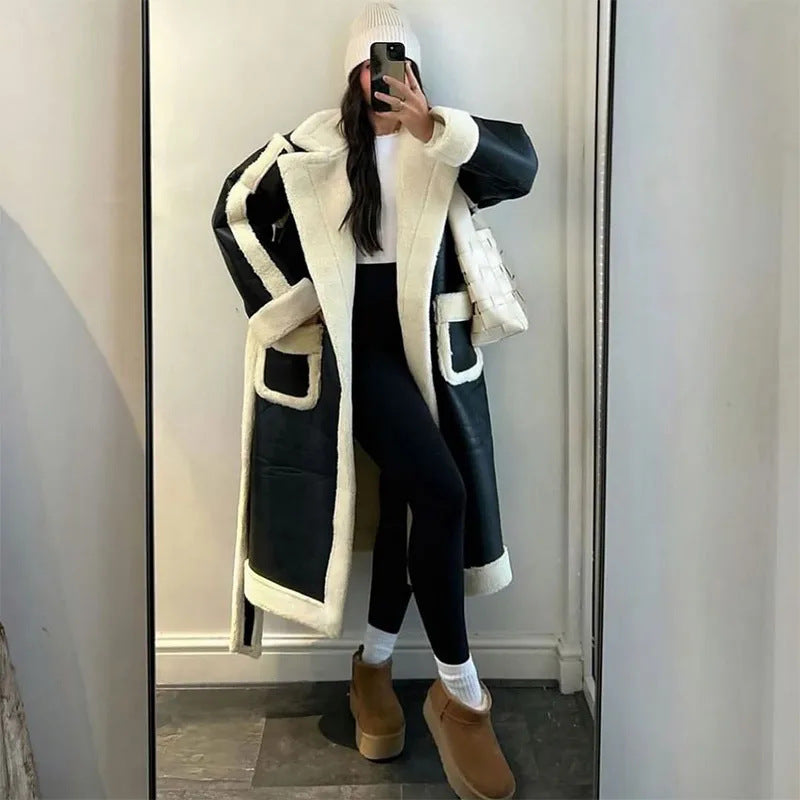 Damen Modischer Langmantel mit Kuschelfutter ModeGeist