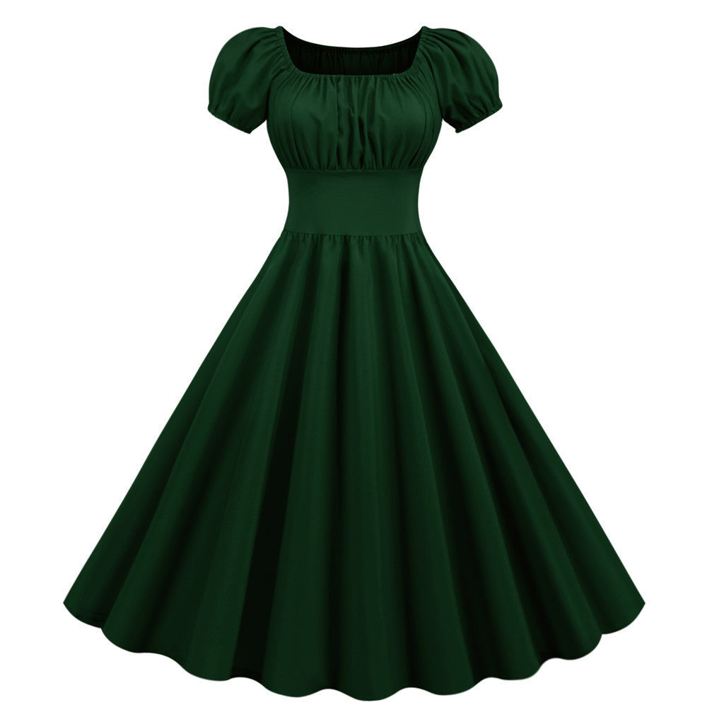 Damen A-Linien Kleid mit Puffärmeln und Taillierung ModeGeist