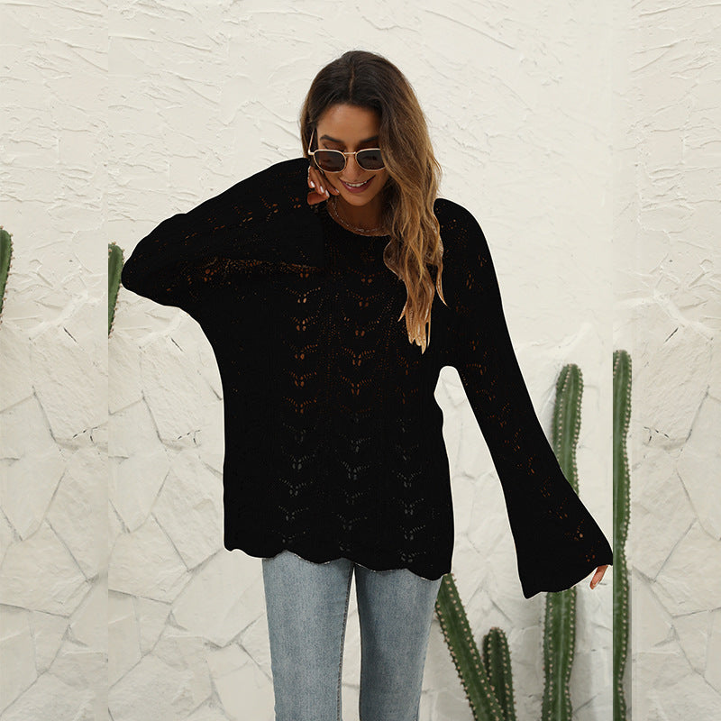 Boho Damenpullover mit Spitze, modisch