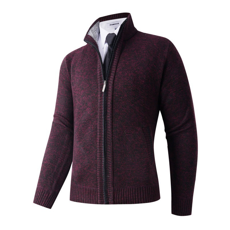 Herren stylische Strickjacke mit hohem Kragen und praktischen Taschen ModeGeist