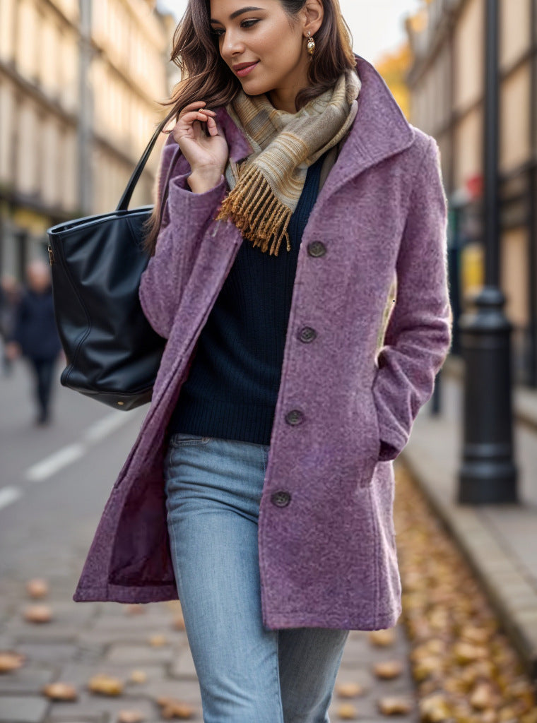 Damen Elegante Wollmantel mit modernen Knopfdetails ModeGeist