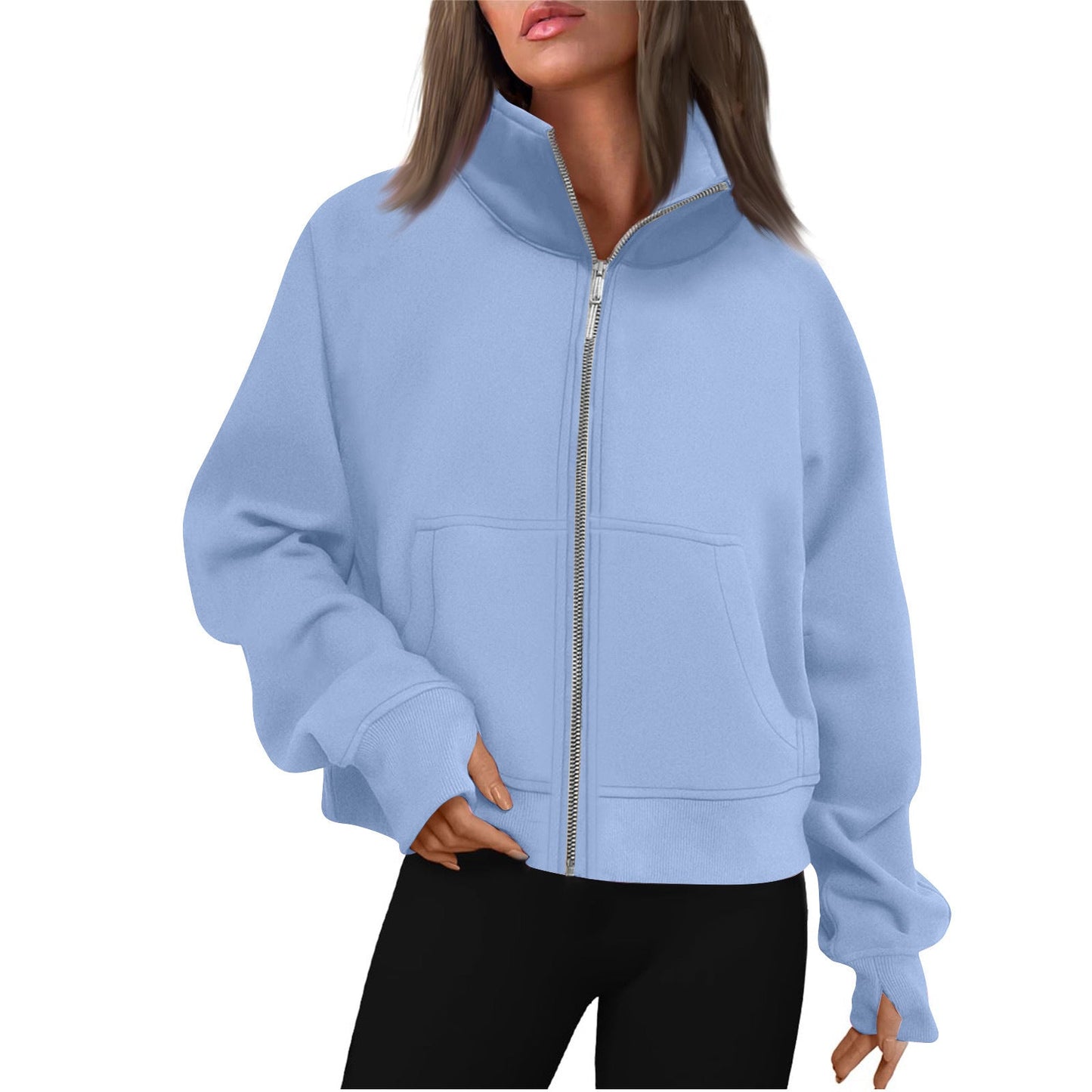Damen bequeme Sweatjacke mit hohem Kragen ModeGeist