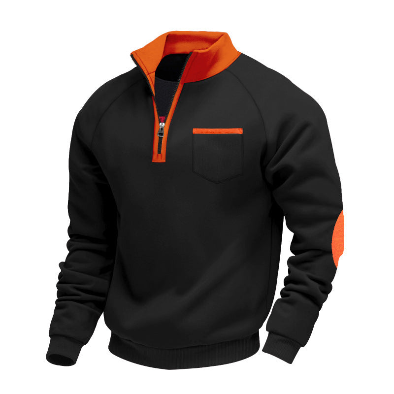 Herren Sweatshirt mit Stehkragen und praktischen Taschen ModeGeist