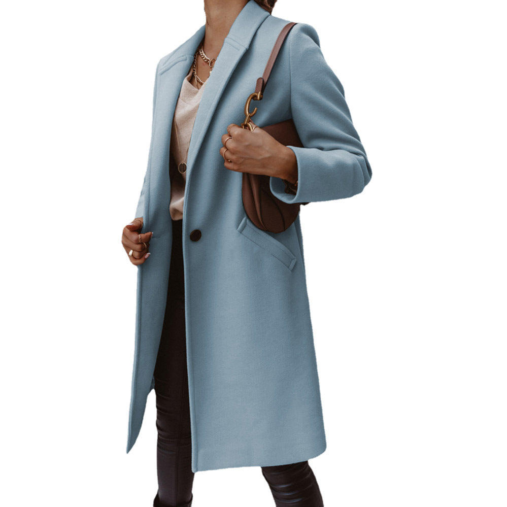 Damen Eleganter Wollmantel mit schmaler Silhouette und praktischen Taschen ModeGeist
