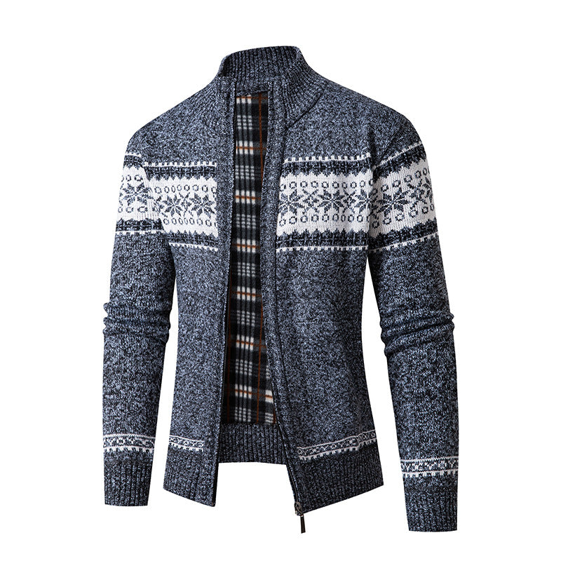 Herren Strickjacke mit hohem Kragen und modernem Zipper ModeGeist
