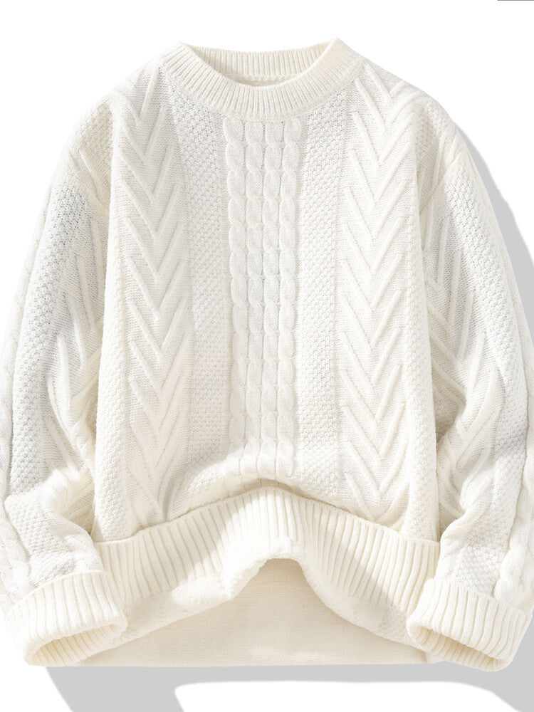 Herren Grobstrickpullover mit Zopfmuster und lässigem Schnitt ModeGeist