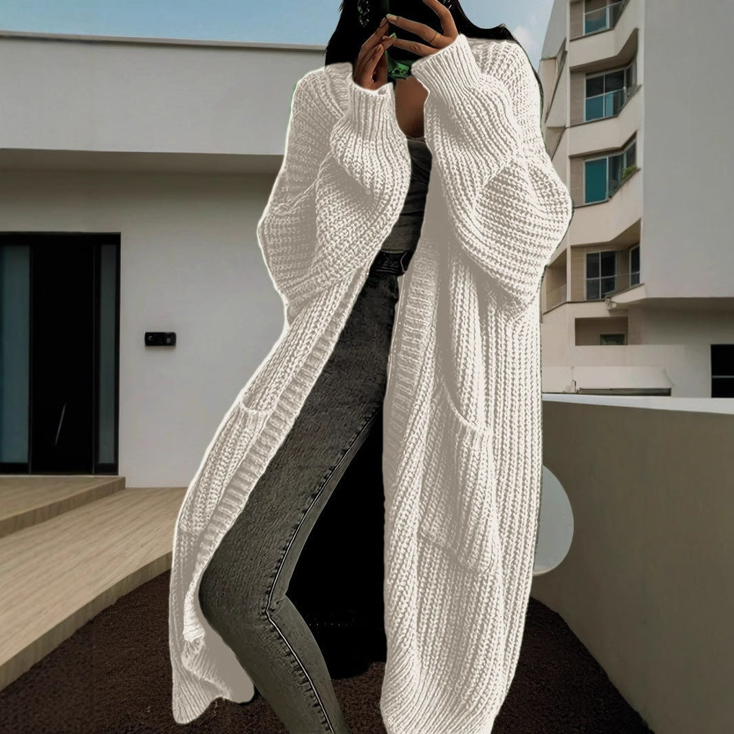 Damen Großer Strickcardigan mit lässiger Passform und großen Taschen ModeGeist