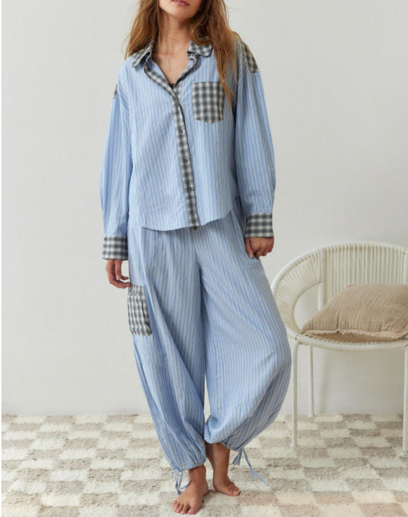 Damen lässiges Komplettset mit Karomuster aus weichem Material ModeGeist