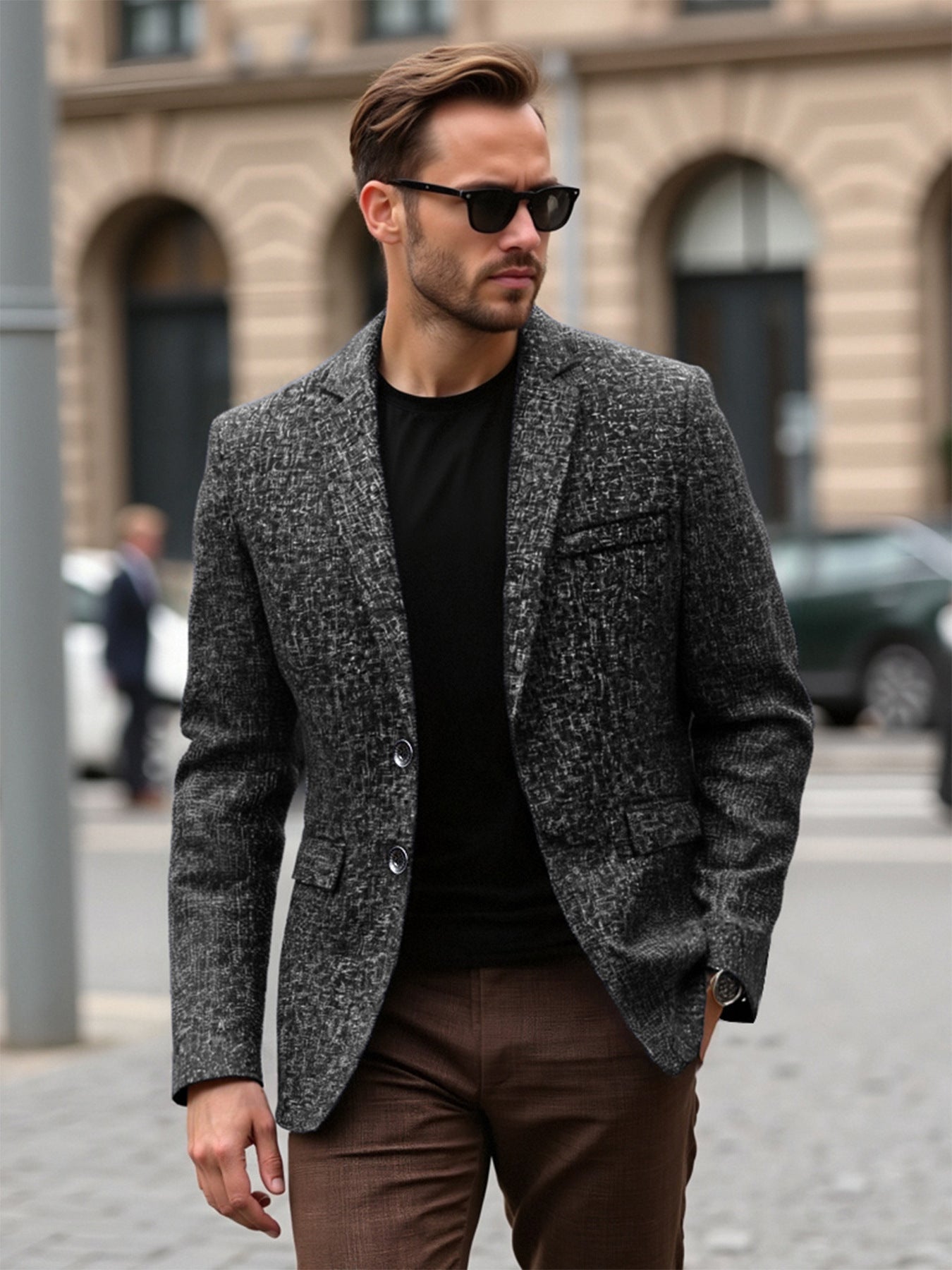 Herren eleganter strukturierten Blazer mit modernem Gewebe und stilvollen Details ModeGeist