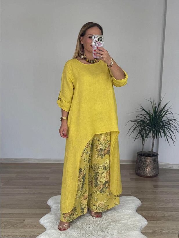 Damen Relaxed Fit Leinen Tunika Top ModeGeist