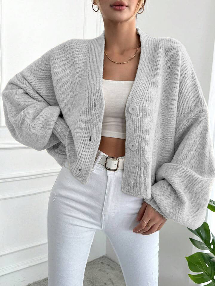 Damen Oversized Strickjacke mit Knopfdesign und weitem Schnitt ModeGeist