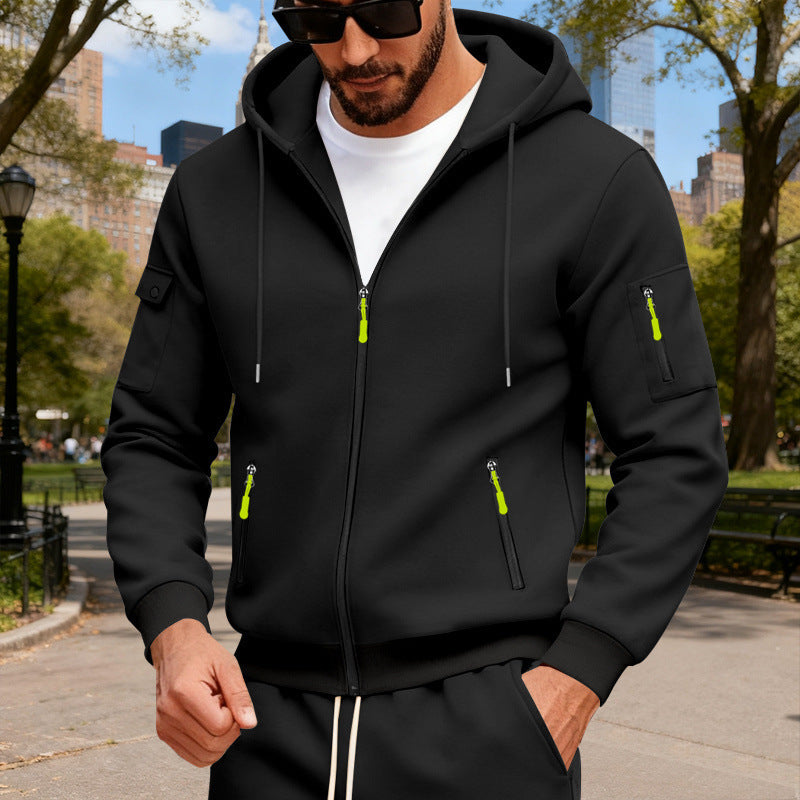 Herren sportlicher Kapuzenpullover mit modischen Schnellverschlüssen und praktischen Taschen ModeGeist