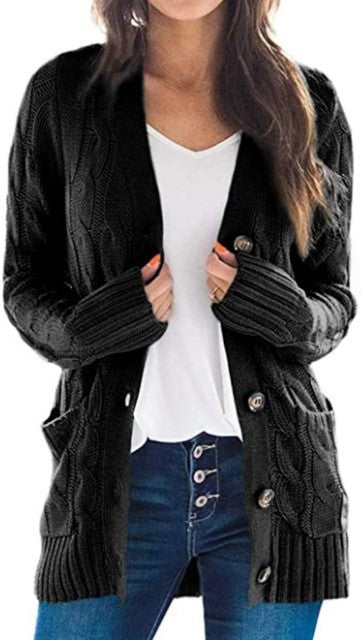 Damen Strickjacke mit strukturiertem Kabelmuster und praktischen Taschen ModeGeist