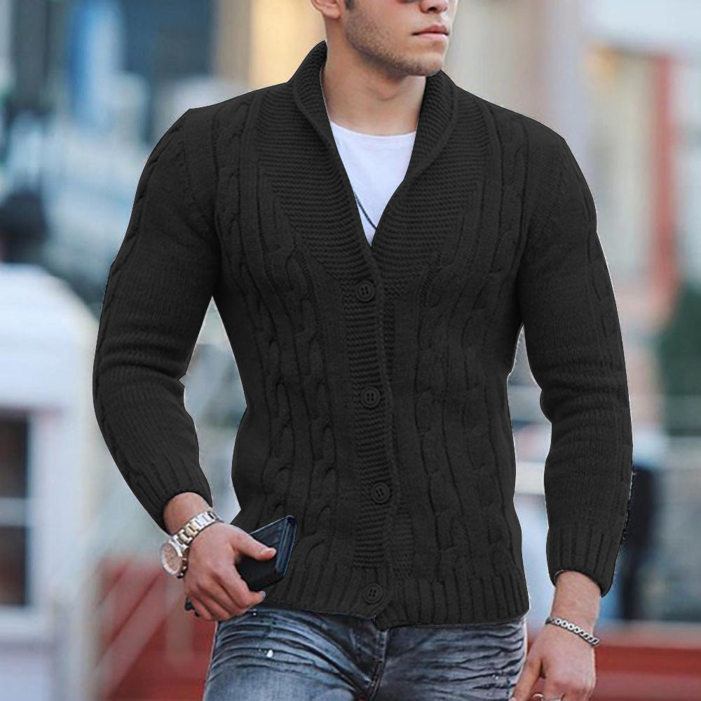 Herren Strickjacke mit einzigartigem Zopfmuster und modischem Schalkragen ModeGeist