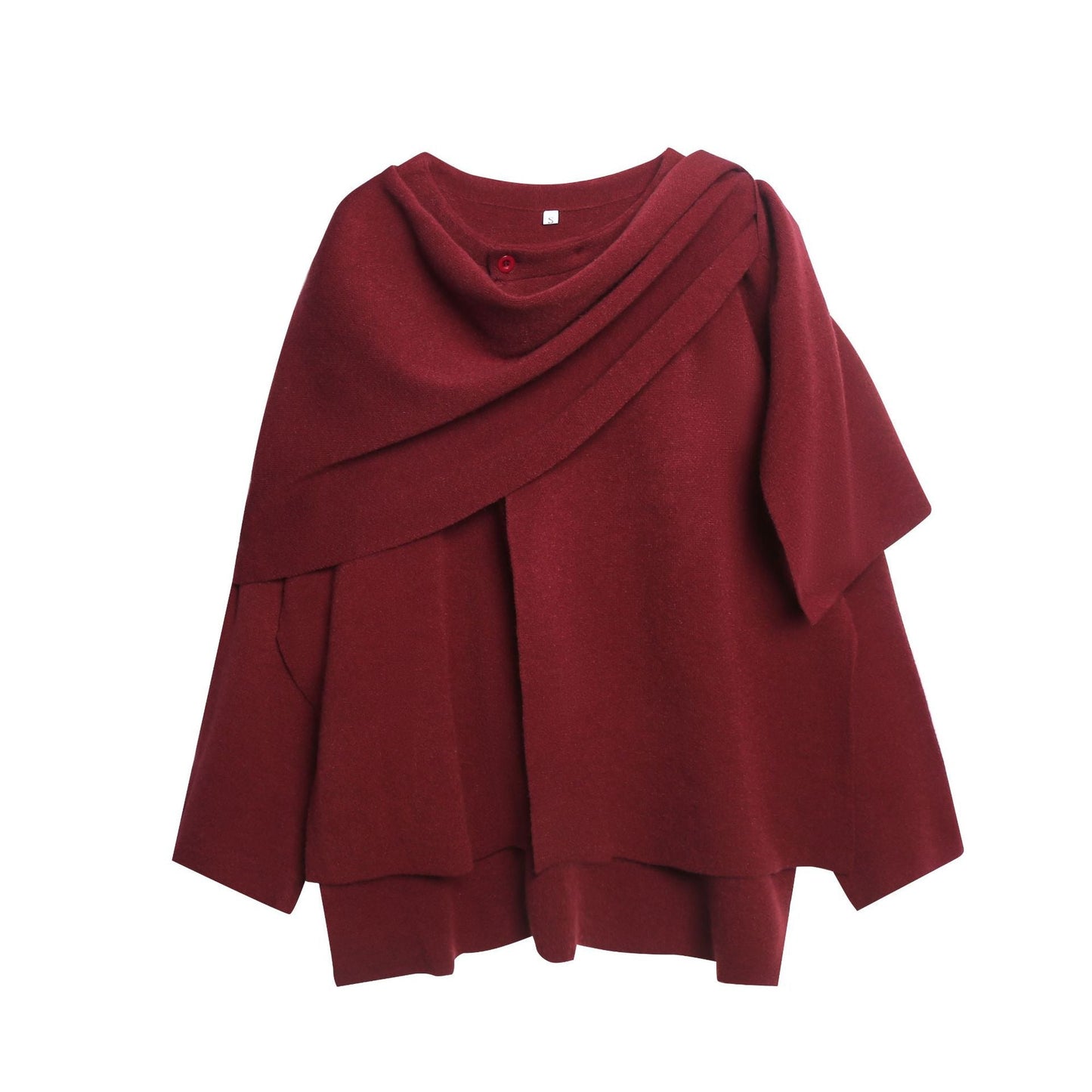 Damen gemütlicher Strickponcho mit raffinierten Drapierungen ModeGeist
