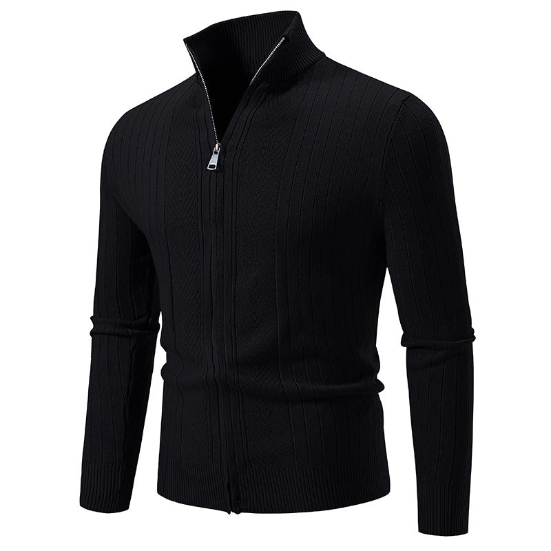 Herren Strickjacke mit modernem Reißverschluss und feiner Rippstruktur ModeGeist