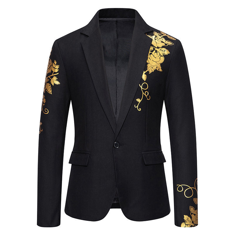 Herren eleganter Blazer mit floralem Gold-Design ModeGeist