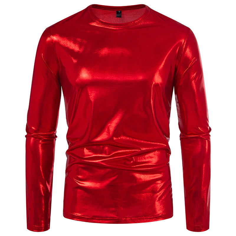 Herren Langarmshirt aus glattem, reflektierendem Material ModeGeist