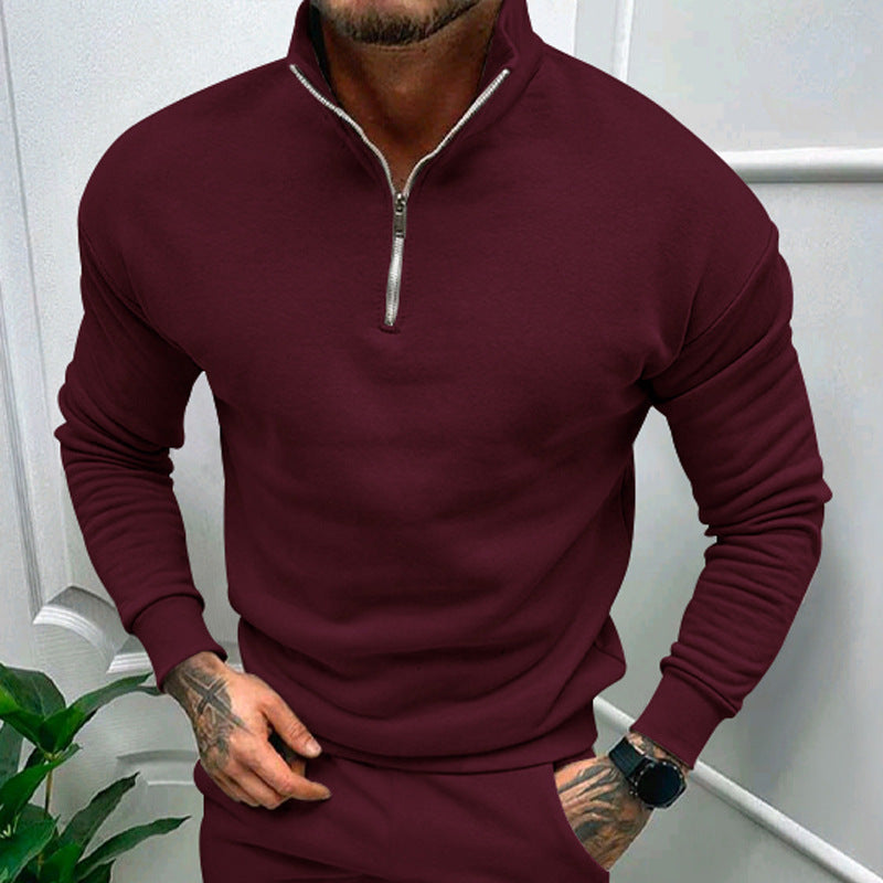 Herren Sweatshirt mit Stehkragen und Reißverschluss ModeGeist