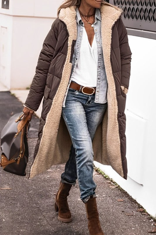 ModeGeist | gesteppte Winterjacke Damen - wendbare warme Jacke mit Kapuze