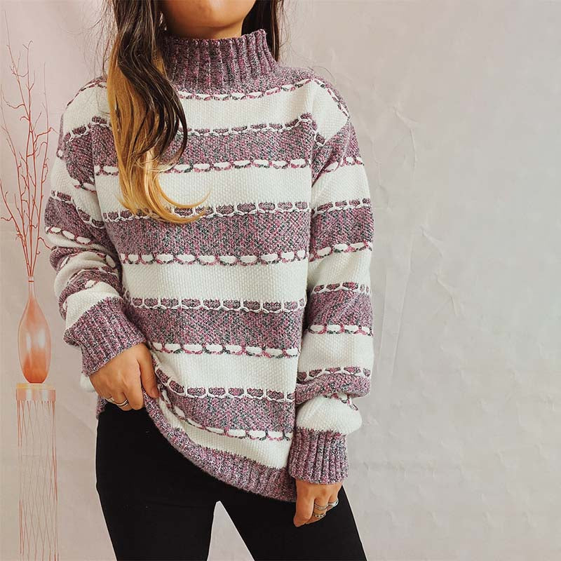 ModeGeist | Gestreifter Strickpullover im Modernen Stil