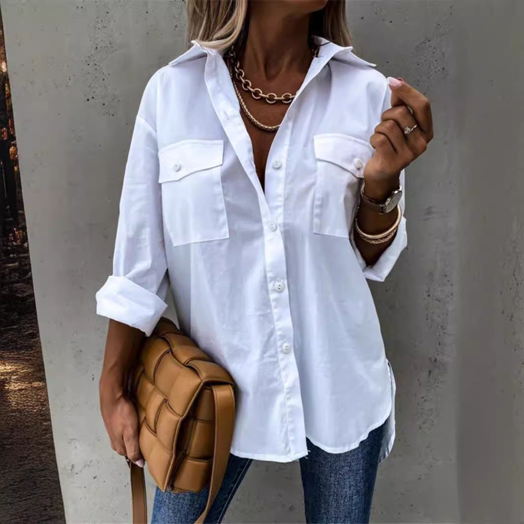 Damen Modische Hemdbluse mit praktischen Brusttaschen und legerem Schnitt ModeGeist