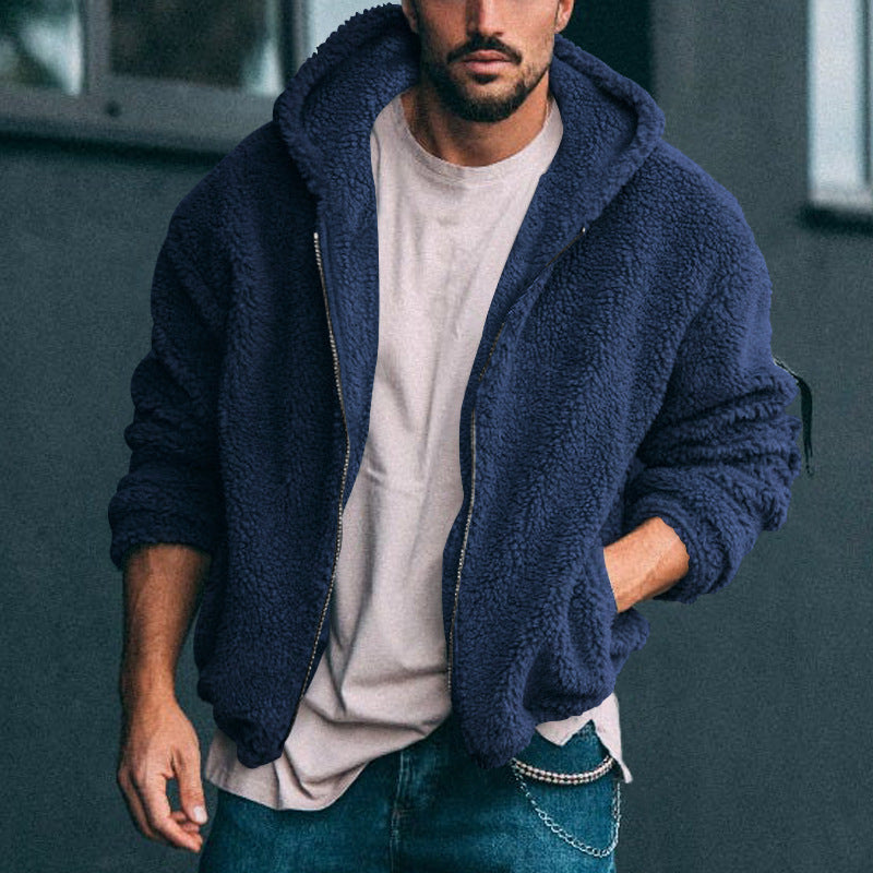 Herren weiche Fleece-Jacke mit hohem Kragen und praktischem Reißverschluss ModeGeist