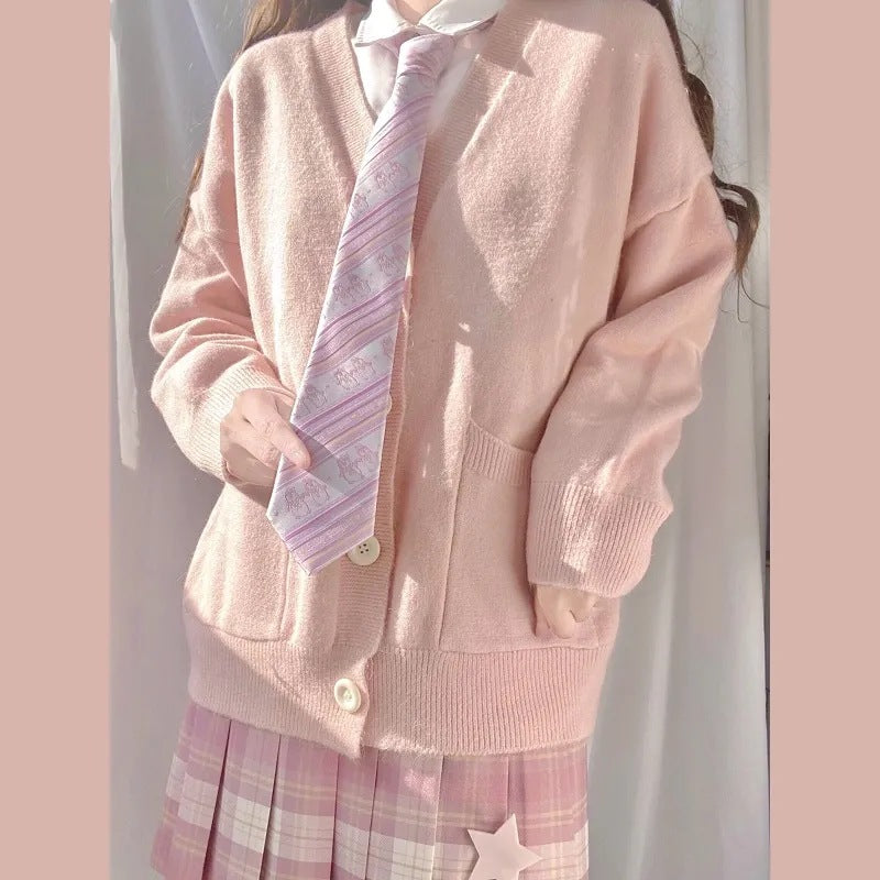 Damen Grob gestrickter Cardigan mit Taschen und V-Ausschnitt ModeGeist