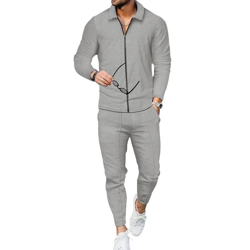 Herren modisches Freizeitanzug mit strukturiertem Oberteil und moderner Hose ModeGeist