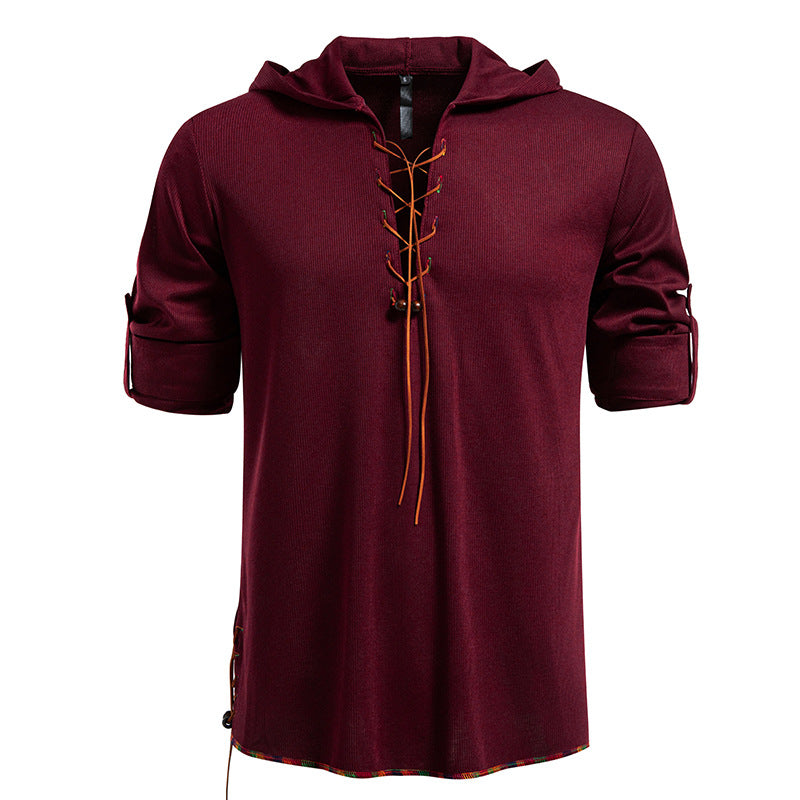 Herren lässiges Hoodie mit dekorativer Schnürung ModeGeist