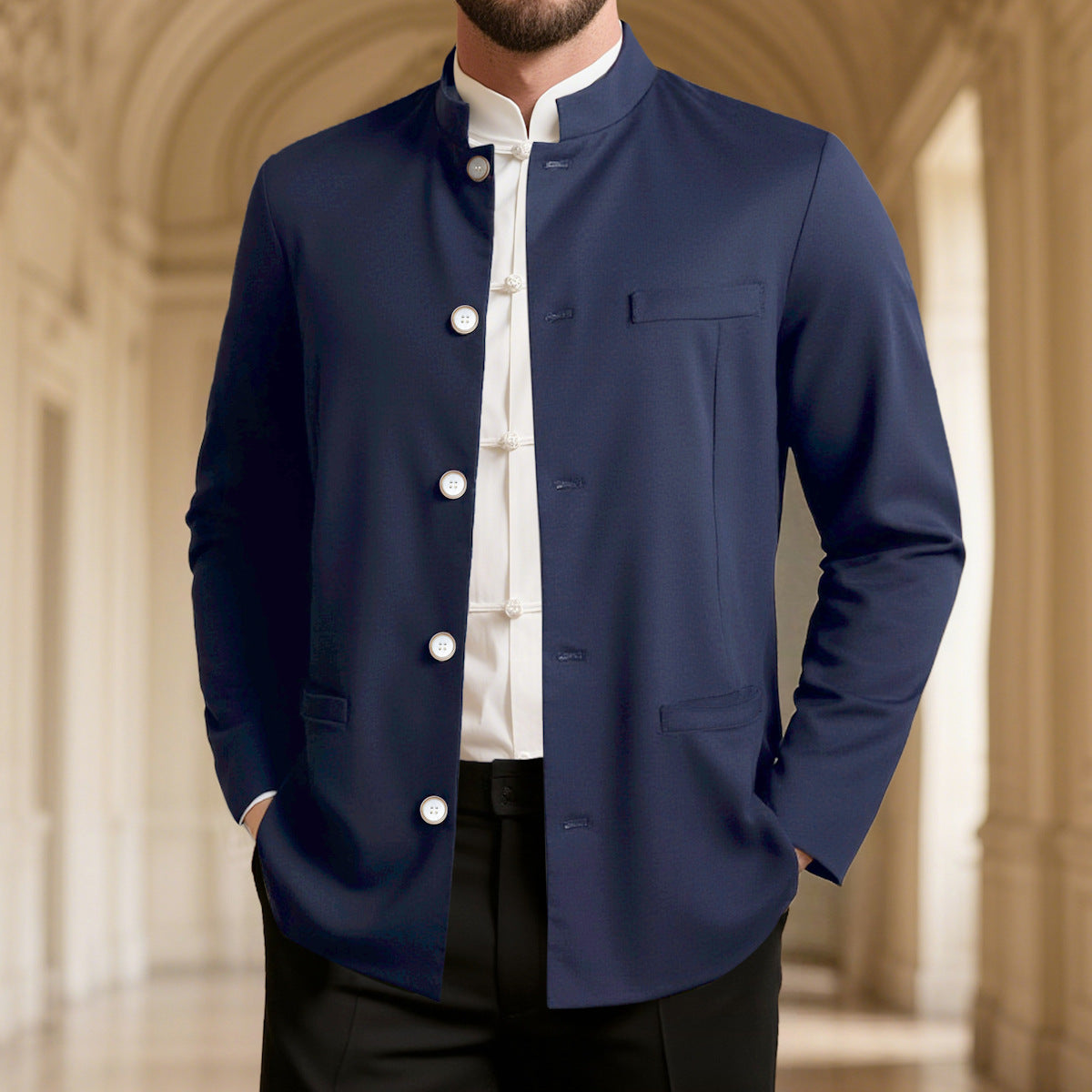 Herren modischer Stehkragenblazer ModeGeist
