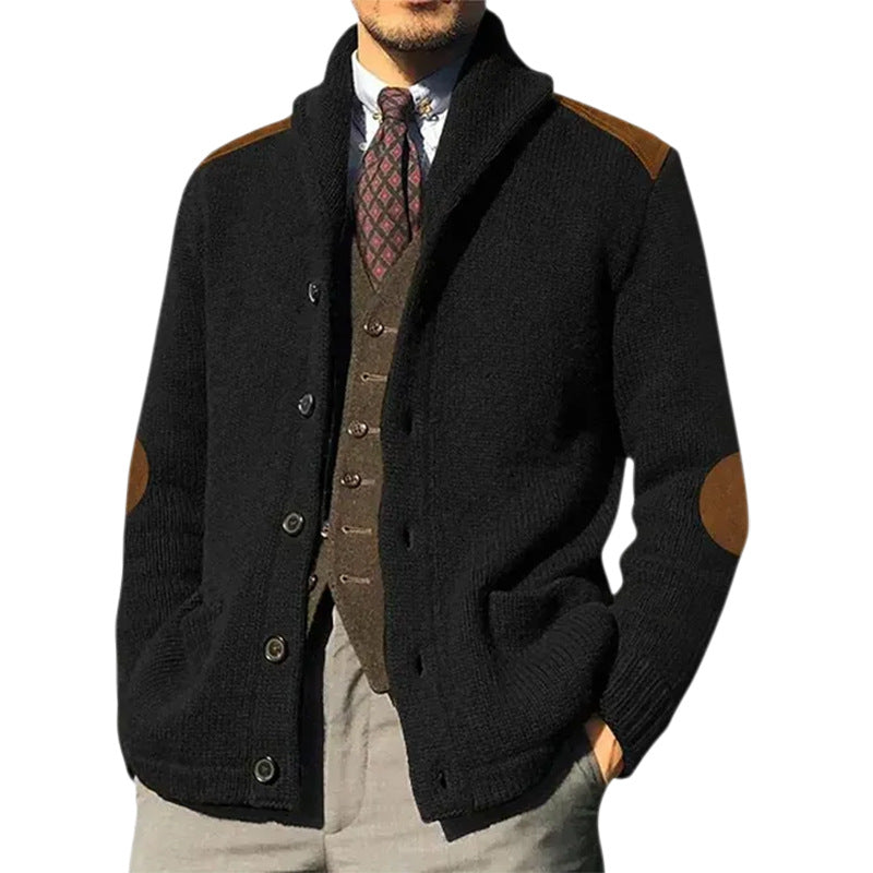 Herren Strickjacke mit klassischem Schalkragen und eleganten details ModeGeist