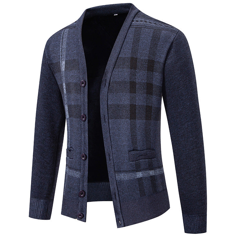 Herren Strickjacke mit modischem Karomuster und praktischen Knöpfen ModeGeist