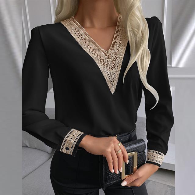 Damen elegante Bluse mit Spitzenbesatz ModeGeist