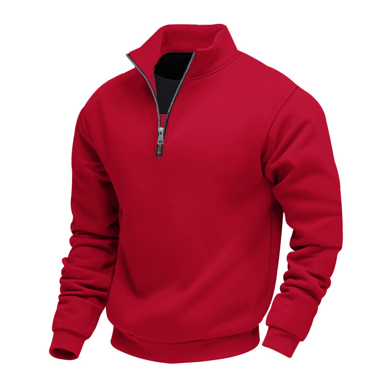 Herren leichter Fleecepullover mit Stehkragen und halblangem Reißverschluss ModeGeist