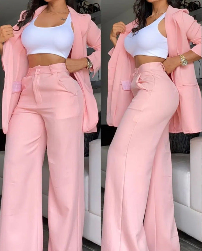 Damen elegantes und luftiges Blazer- und Hosen-Set ModeGeist
