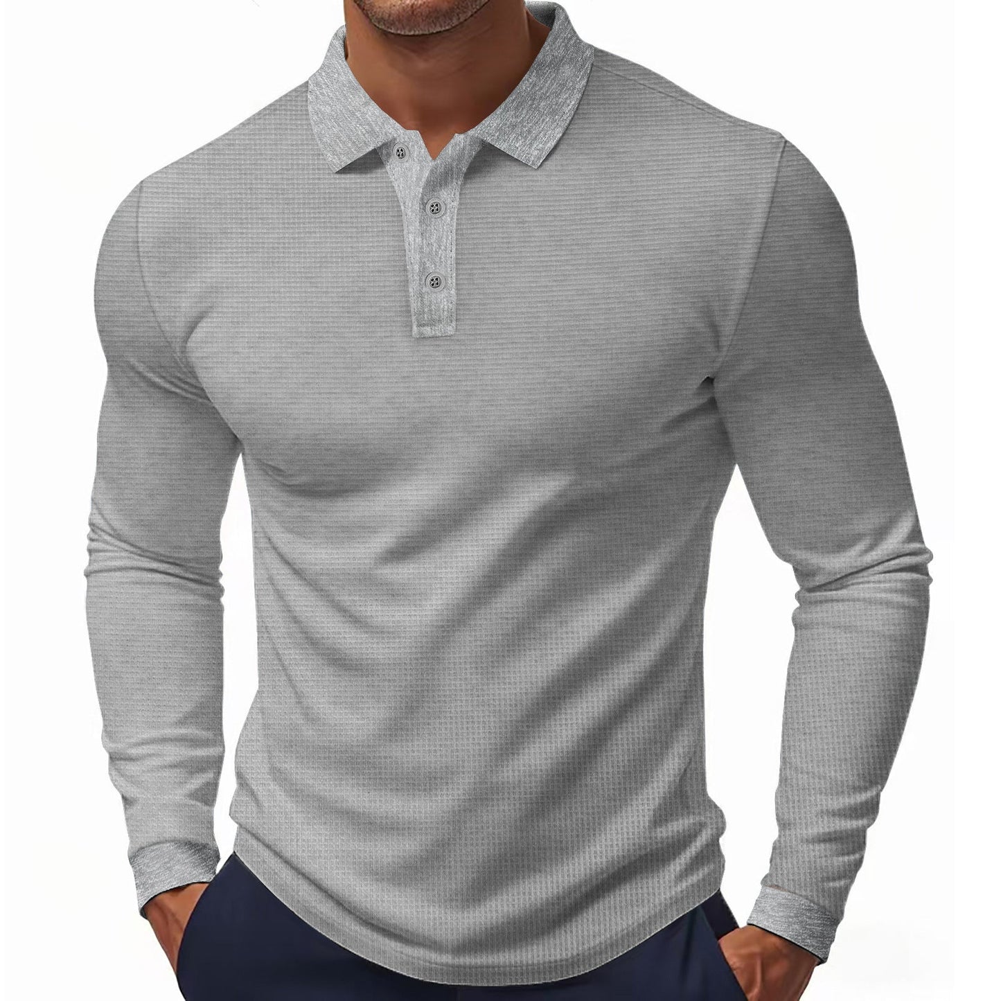 Herren Langarm-Polohemd im strukturierten Design mit modernem Schnitt ModeGeist