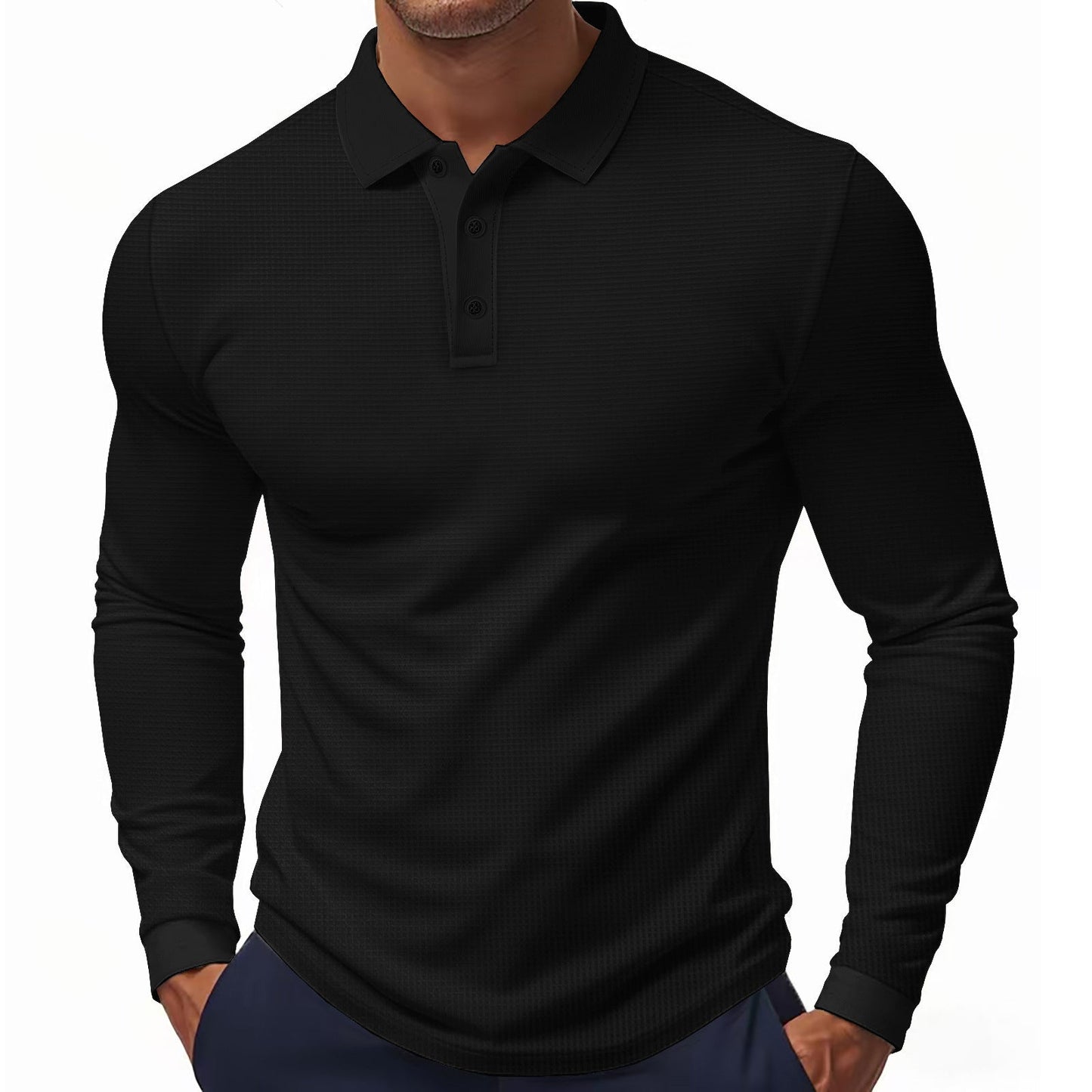 Herren Langarm-Polohemd im strukturierten Design mit modernem Schnitt ModeGeist