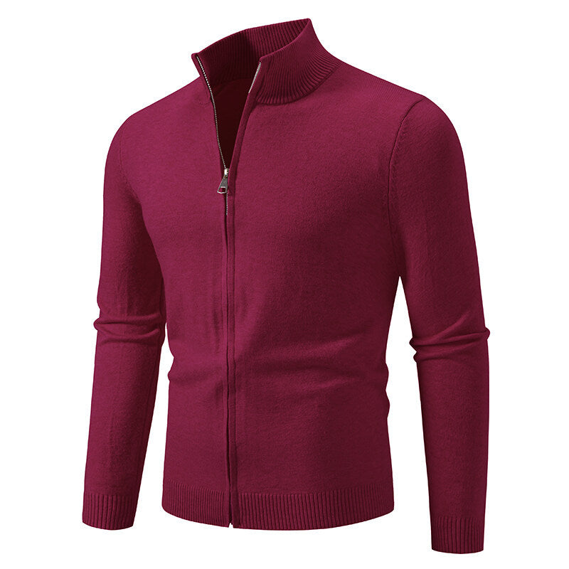 Herren Strickjacke mit modernem Stehkragen und funktionalem Reißverschluss ModeGeist