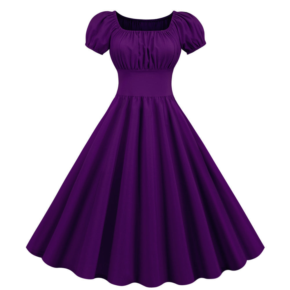 Damen A-Linien Kleid mit Puffärmeln und Taillierung ModeGeist