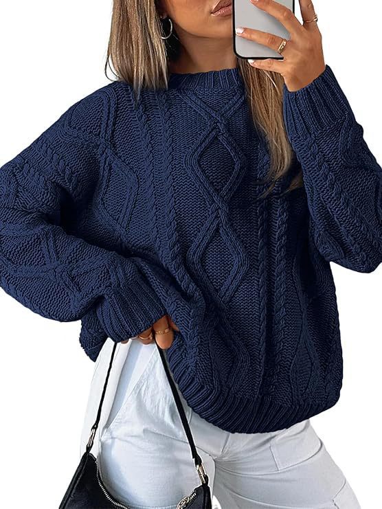 Damen Relaxed Strickpullover mit Zopfmuster ModeGeist