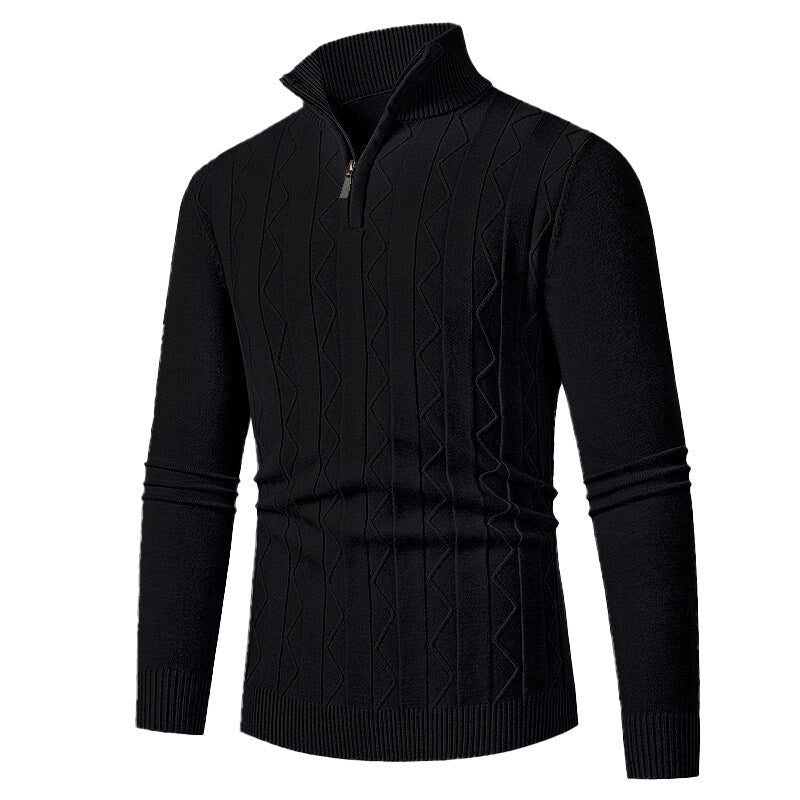 Herren Strickpullover mit stylischem Reißverschluss und Zopfmuster ModeGeist